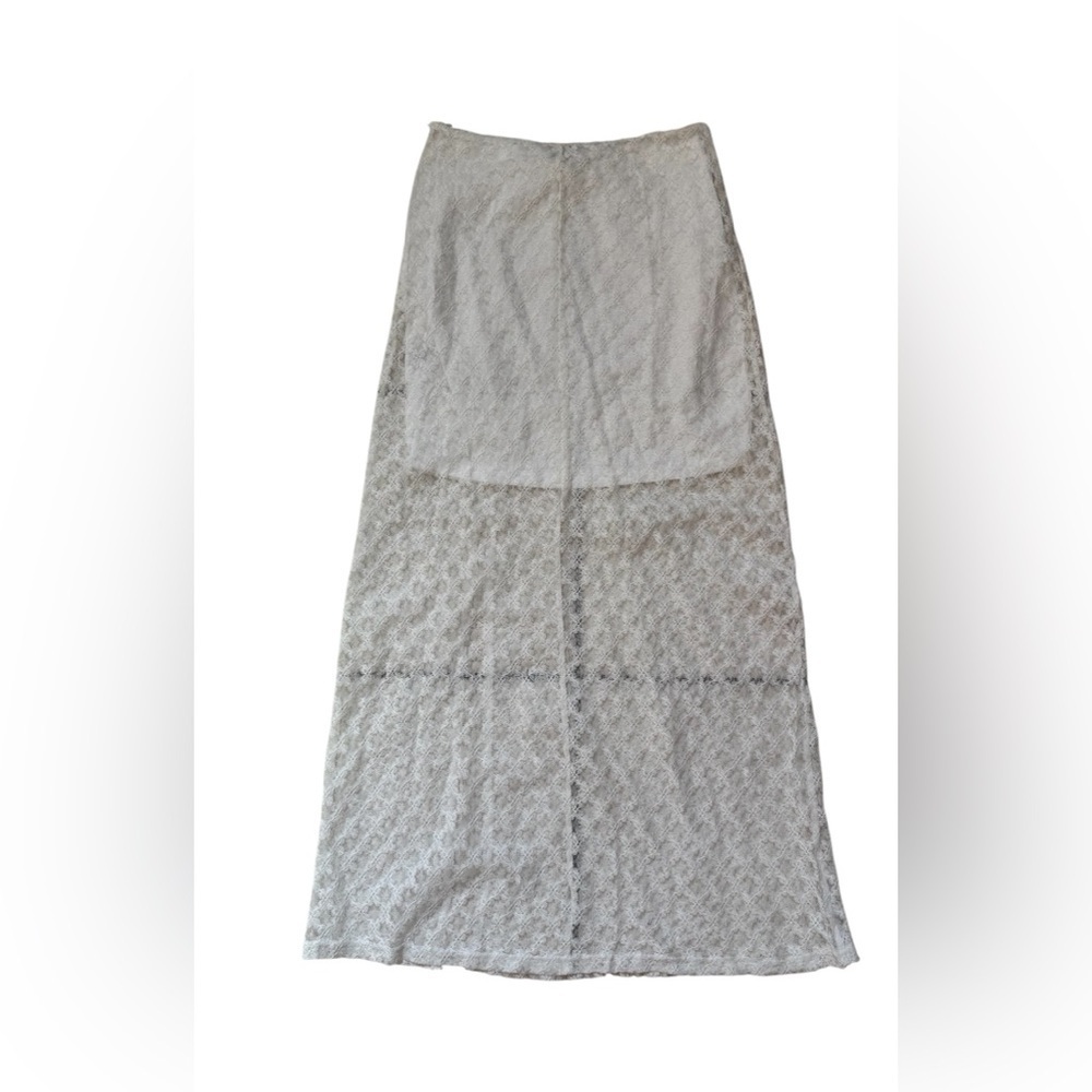 Charlotte Russo White Lace Maxi Skirt - Size Medium